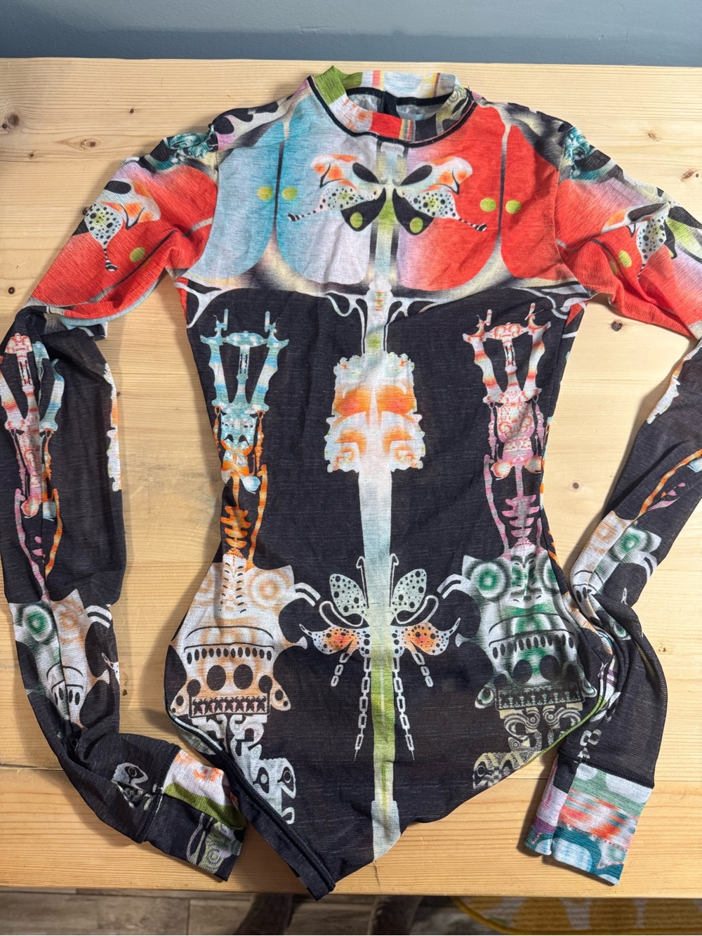 SKIMS Multicolor Printed SHEER BODY SUIT